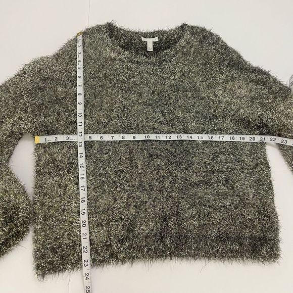 Leith Balloon Sleeve Christmas Metallic Tinsel Sparkle Pullover Sweater L - Picture 9 of 13